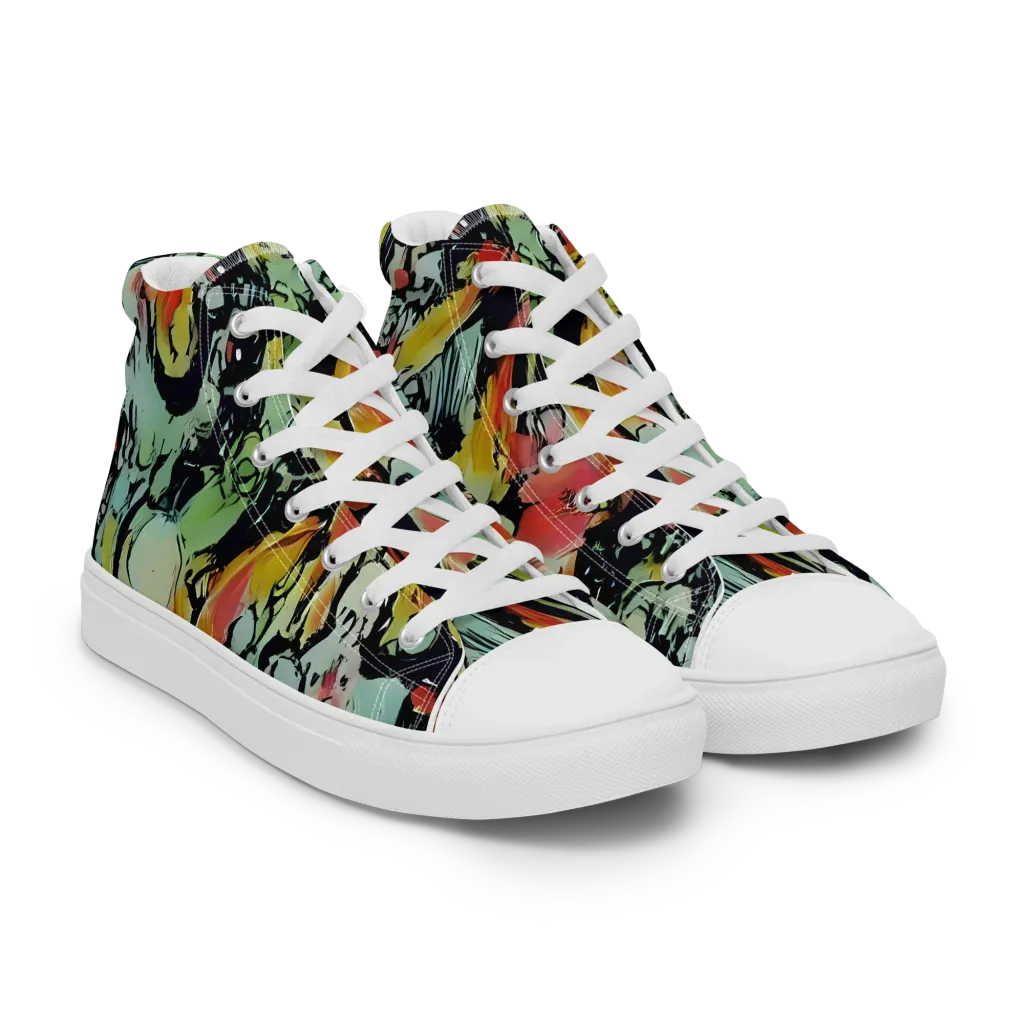 Chromatic Menagerie on Men's High Top Canvas Shoes — Right Front