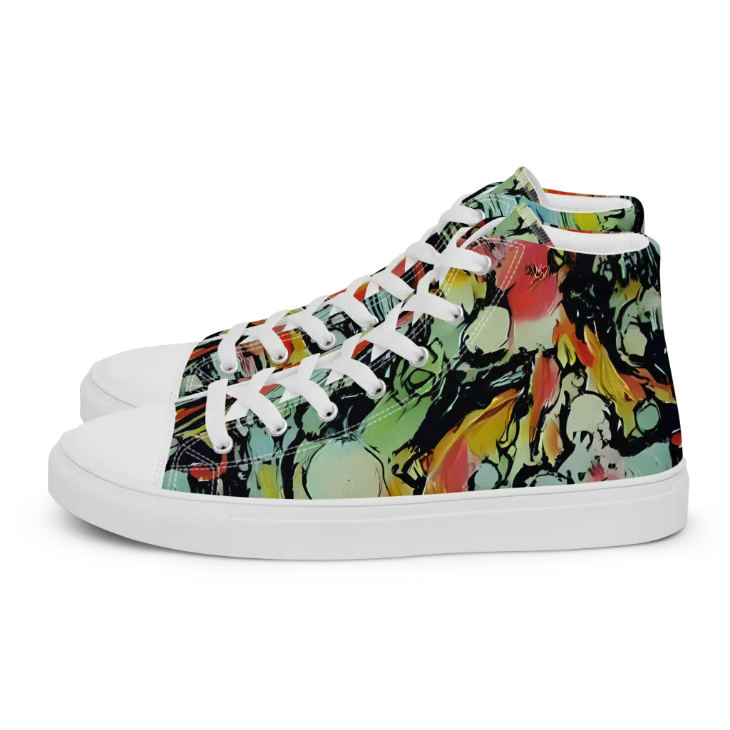 Chromatic Menagerie on Men's High Top Canvas Shoes — Left