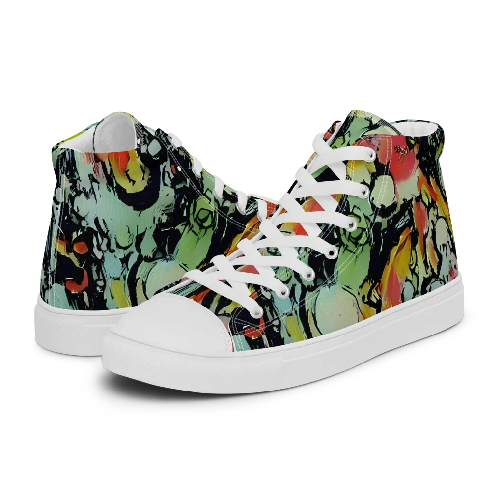 Chromatic Menagerie on Men's High Top Canvas Shoes — Left