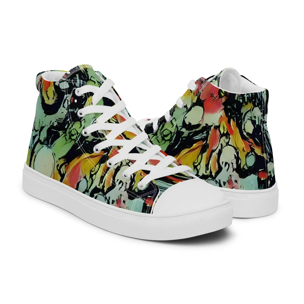 Chromatic Menagerie on Men's High Top Canvas Shoes — Right