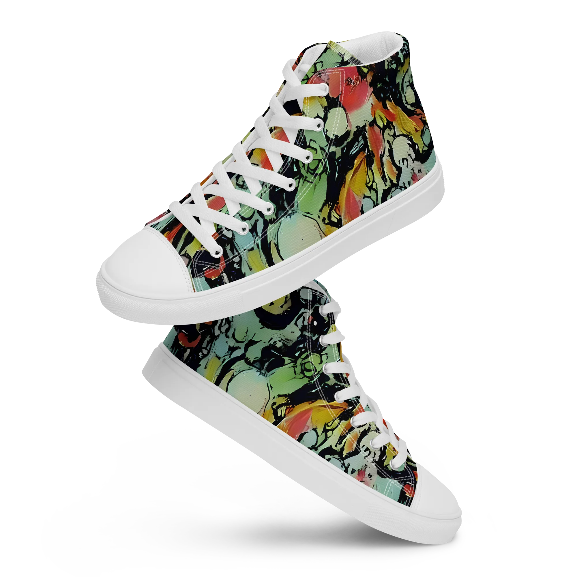 Chromatic Menagerie on Men's High Top Canvas Shoes — Front