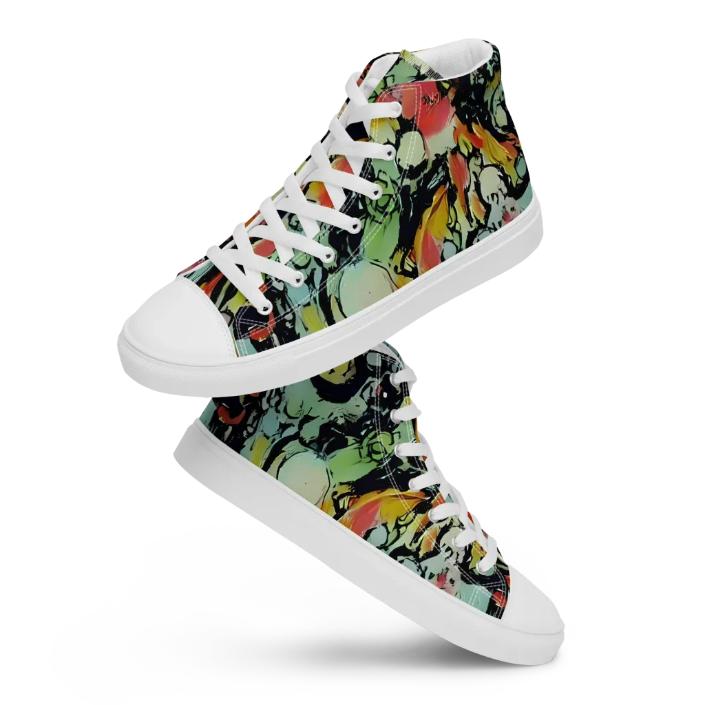 Chromatic Menagerie on Men's High Top Canvas Shoes — Front