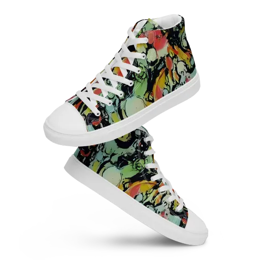 Chromatic Menagerie on a Men's High Top Canvas Shoes