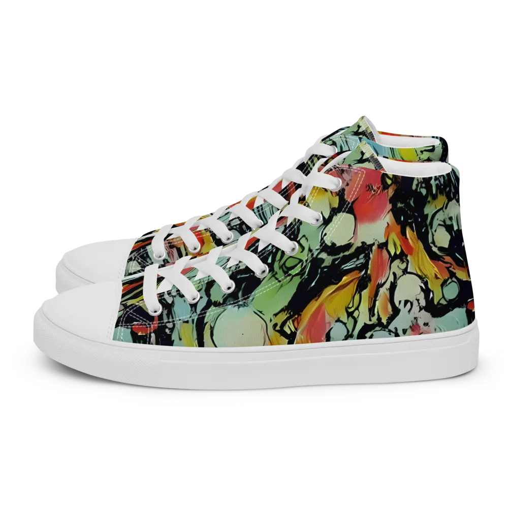 Chromatic Menagerie on Women's High Top Canvas Shoes — Left
