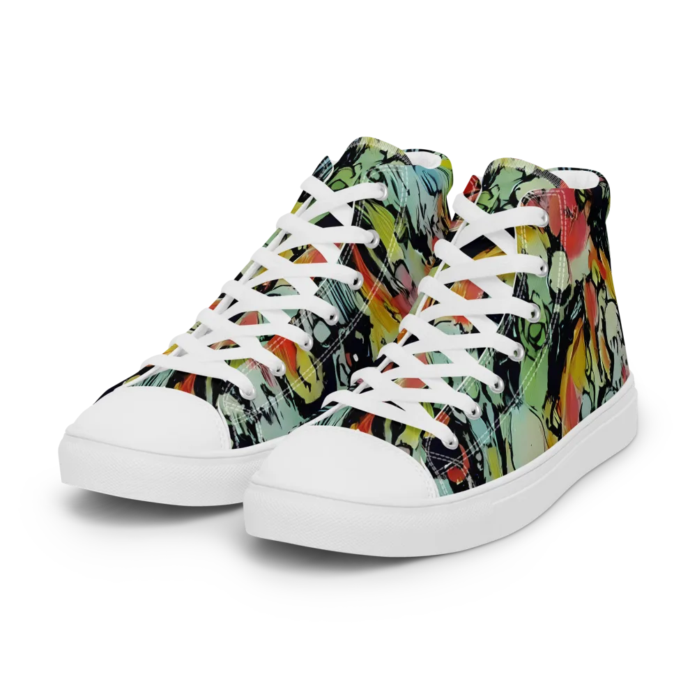 Chromatic Menagerie on Women's High Top Canvas Shoes — Left Front