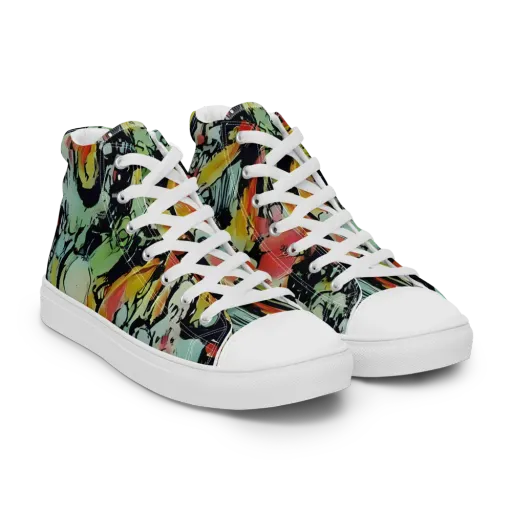 Chromatic Menagerie on a Women's High Top Canvas Shoes