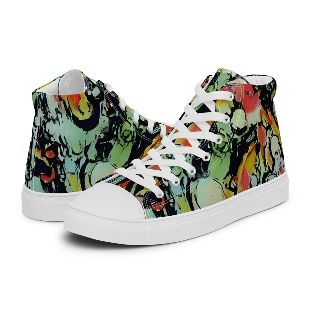 Chromatic Menagerie on Women's High Top Canvas Shoes — Left