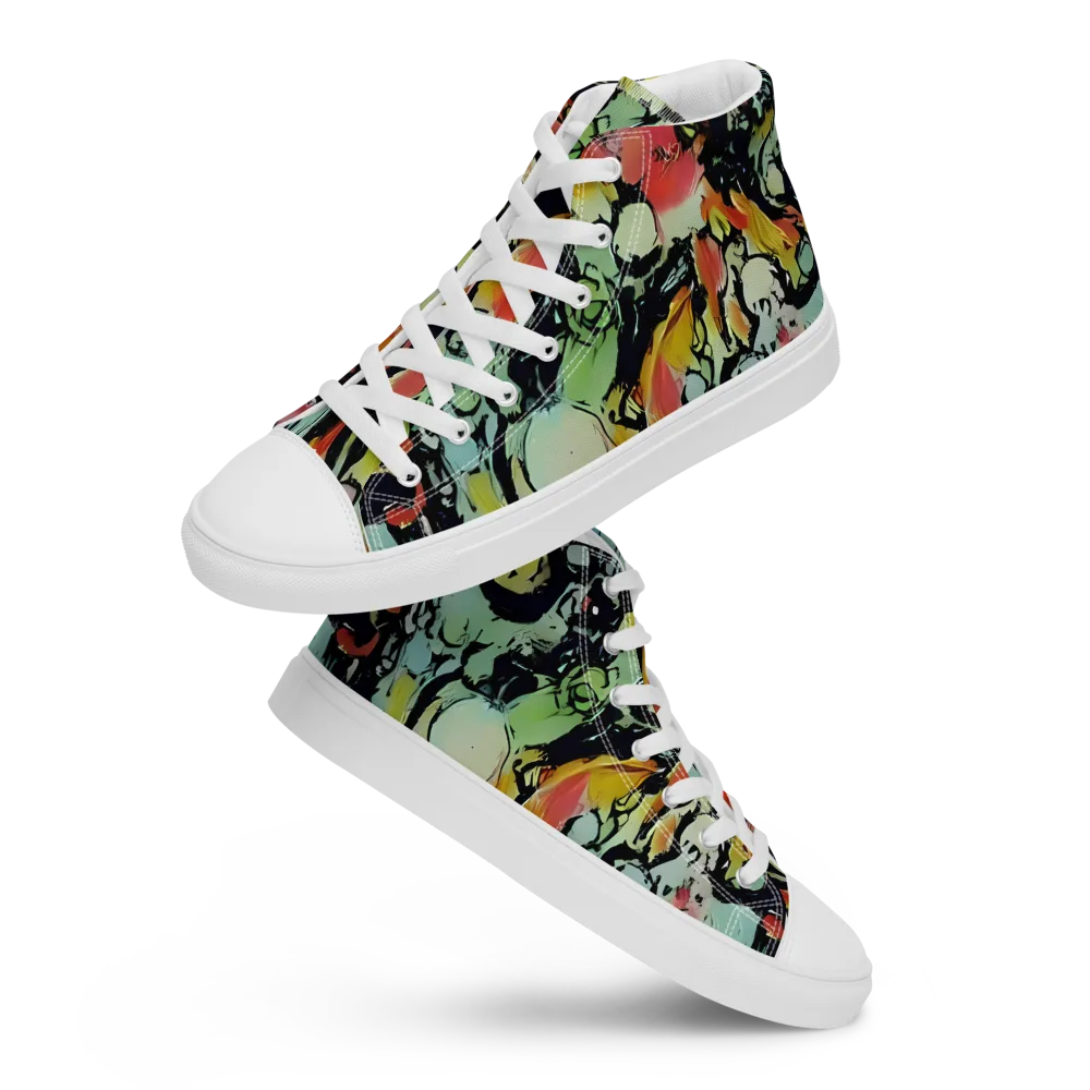 Chromatic Menagerie on Women's High Top Canvas Shoes — Front