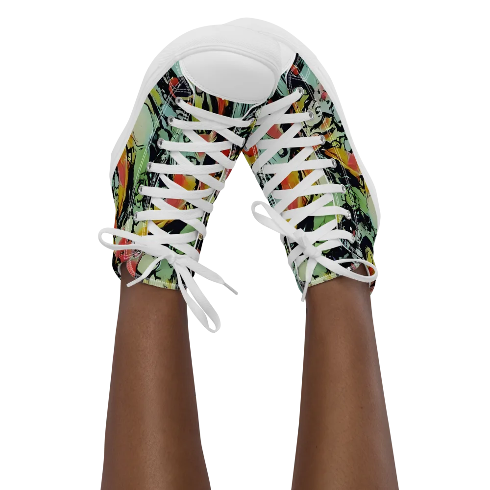 Chromatic Menagerie on Women's High Top Canvas Shoes — Front