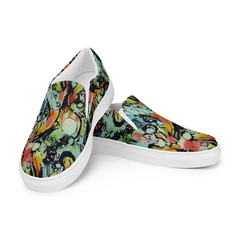 Chromatic Menagerie on Men's Slip-On Canvas Shoes — Left Front
