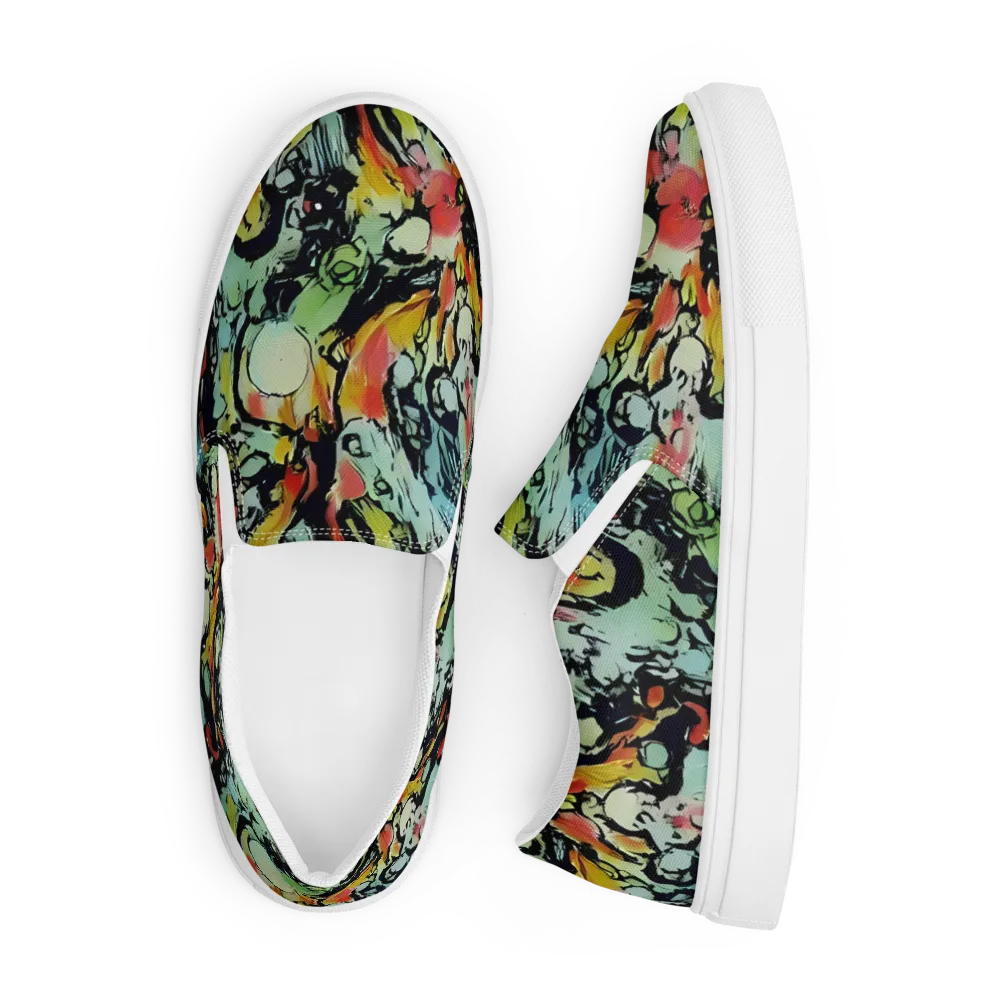 Chromatic Menagerie on Men's Slip-On Canvas Shoes — Front
