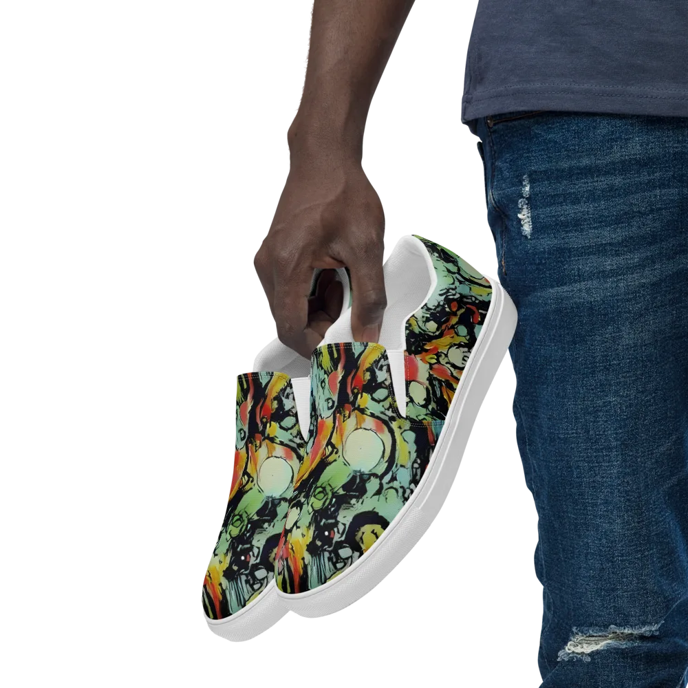Chromatic Menagerie on Men's Slip-On Canvas Shoes — Left Front