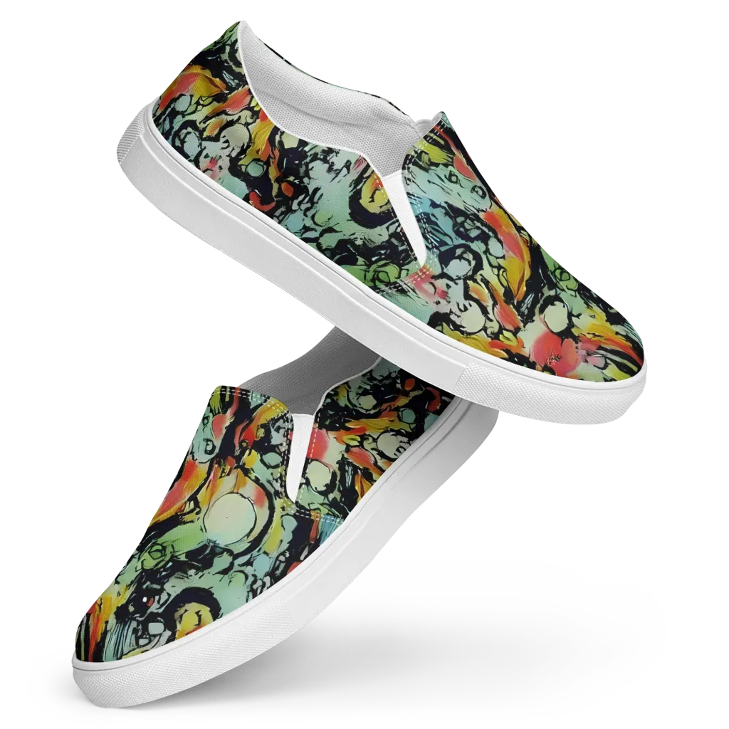 Chromatic Menagerie on Women's Slip-On Canvas Shoes — Front