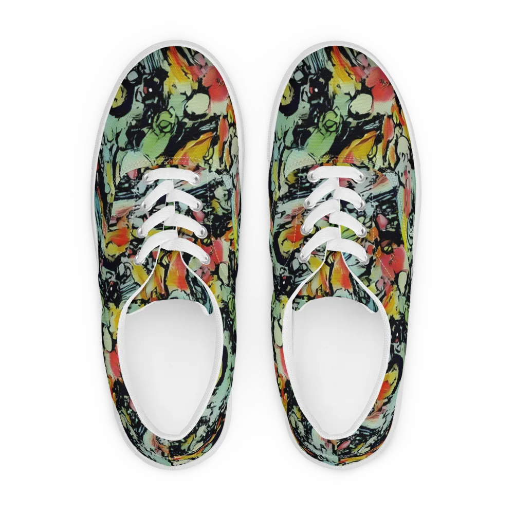 Chromatic Menagerie on Men's Lace-Up Canvas Shoes — Front