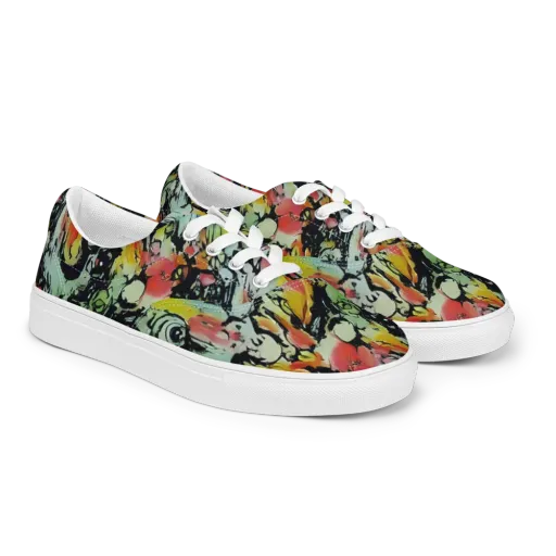 Chromatic Menagerie on a Men's Lace-Up Canvas Shoes