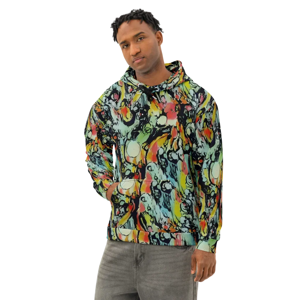 Chromatic Menagerie on Cotton Hoodie — Left Front