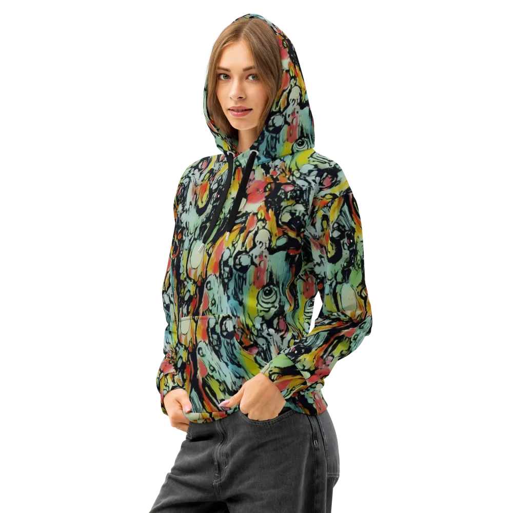 Chromatic Menagerie on Cotton Hoodie — Left Front