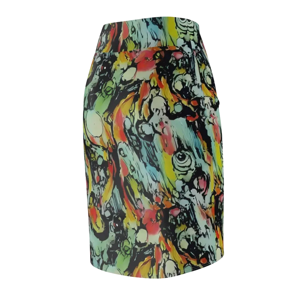 Chromatic Menagerie on Pencil Skirt — Back Side