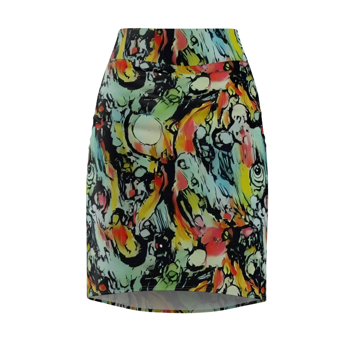 Chromatic Menagerie on Pencil Skirt — Front