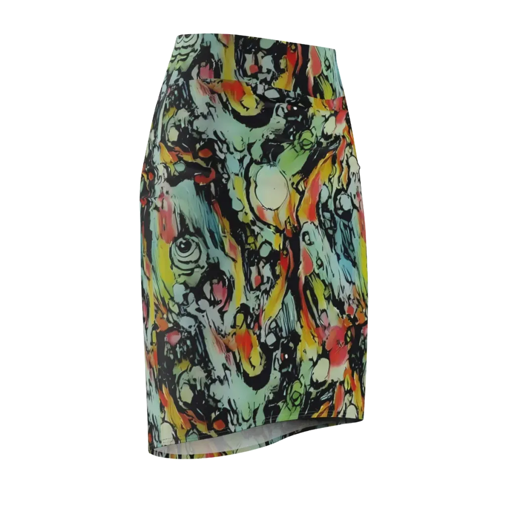 Chromatic Menagerie on Pencil Skirt — Front Side