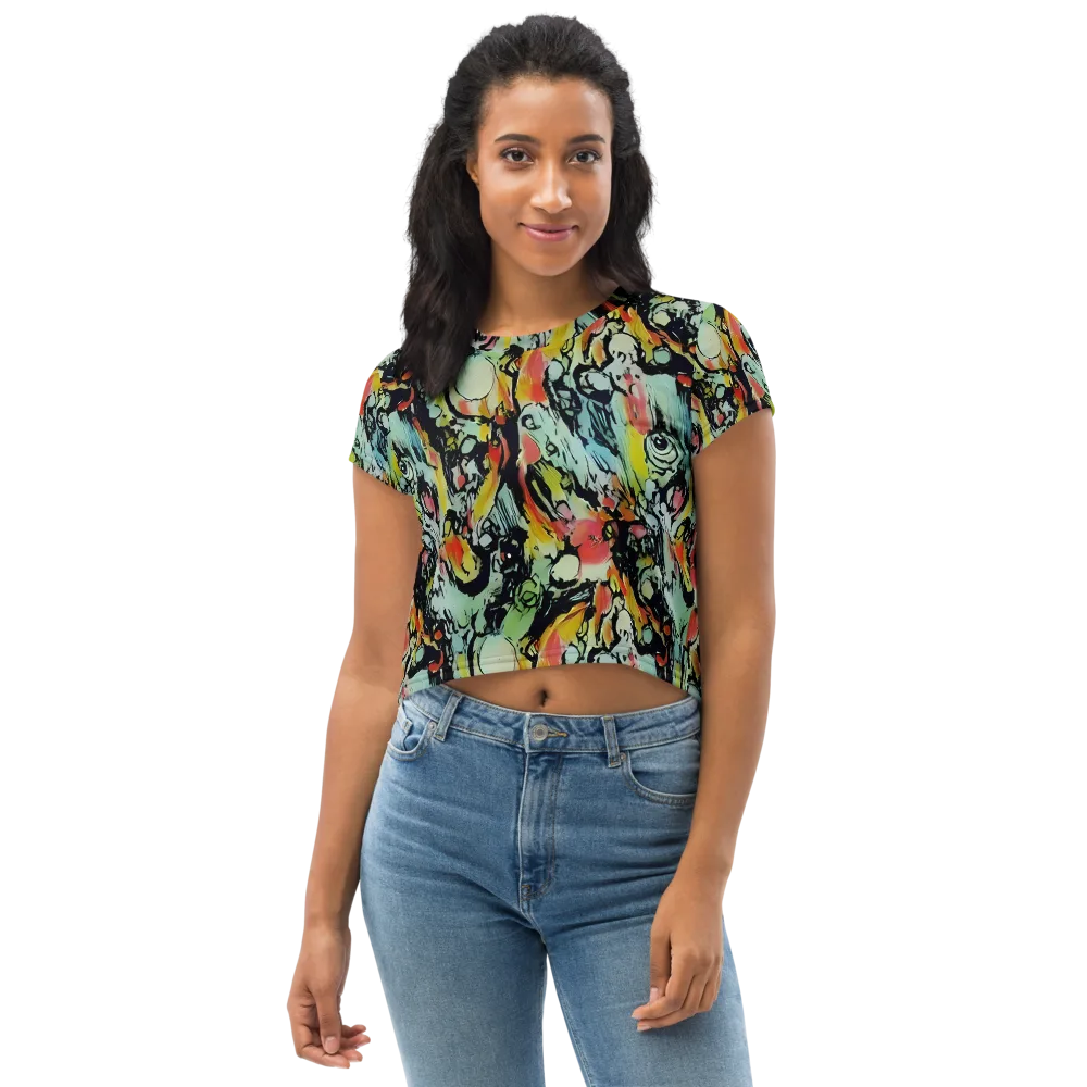 Chromatic Menagerie on Crop Tee — Front