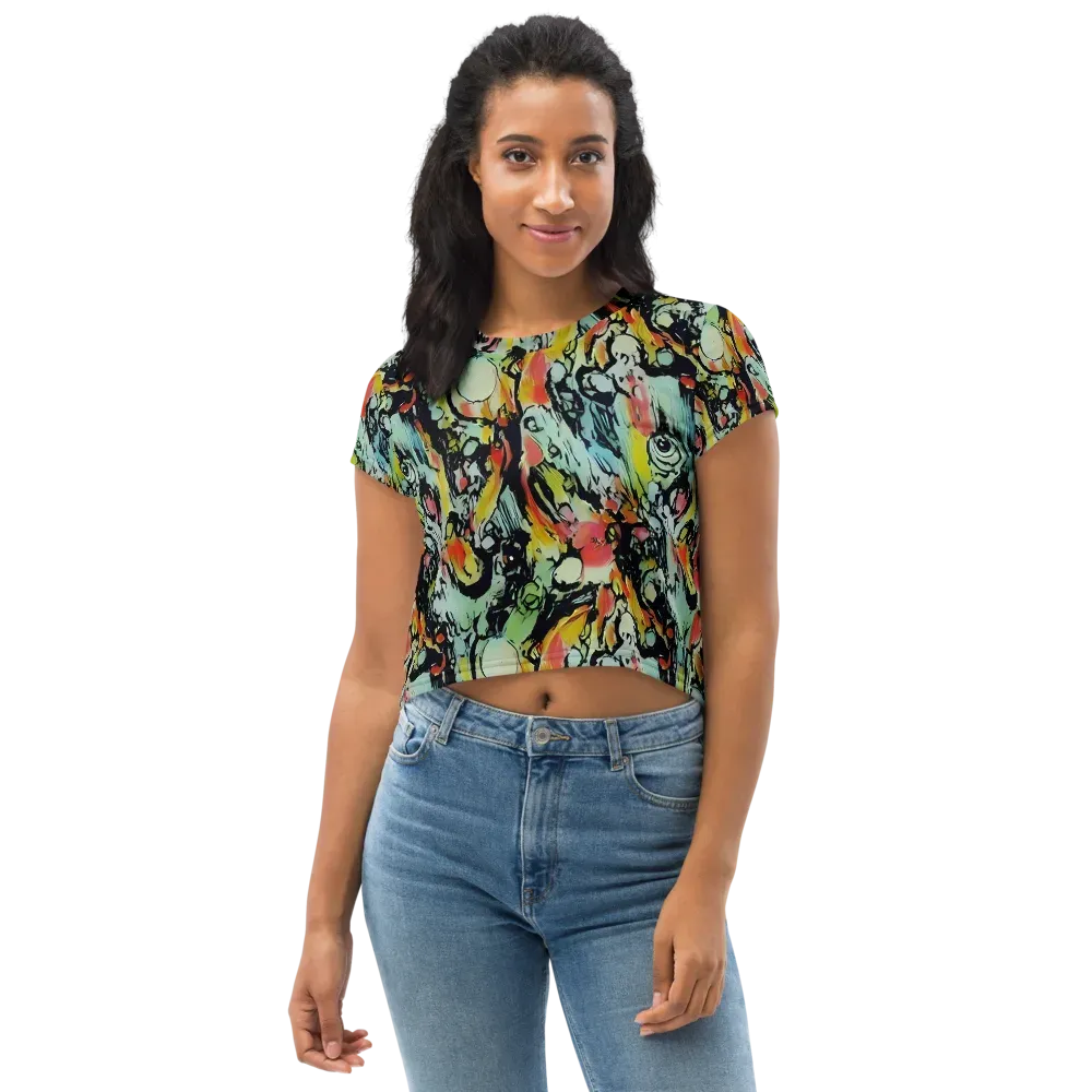 Chromatic Menagerie on Crop Tee — Front