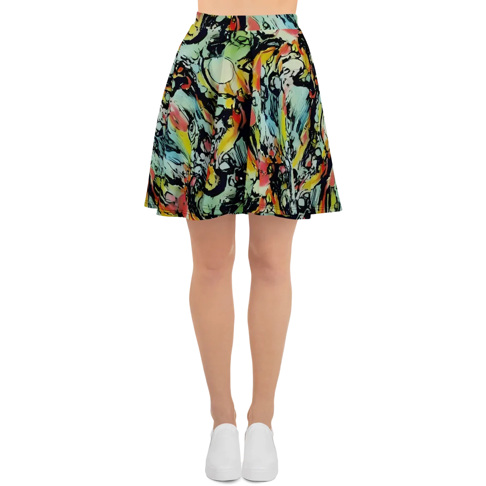 Chromatic Menagerie on Skater Skirt — Front