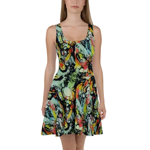Chromatic Menagerie on a Skater Dress