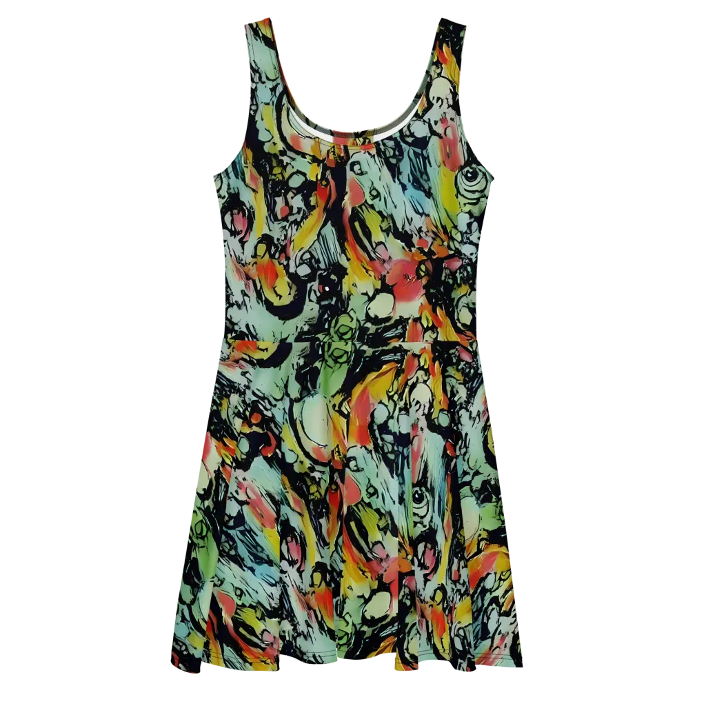 Chromatic Menagerie on Skater Dress — Front