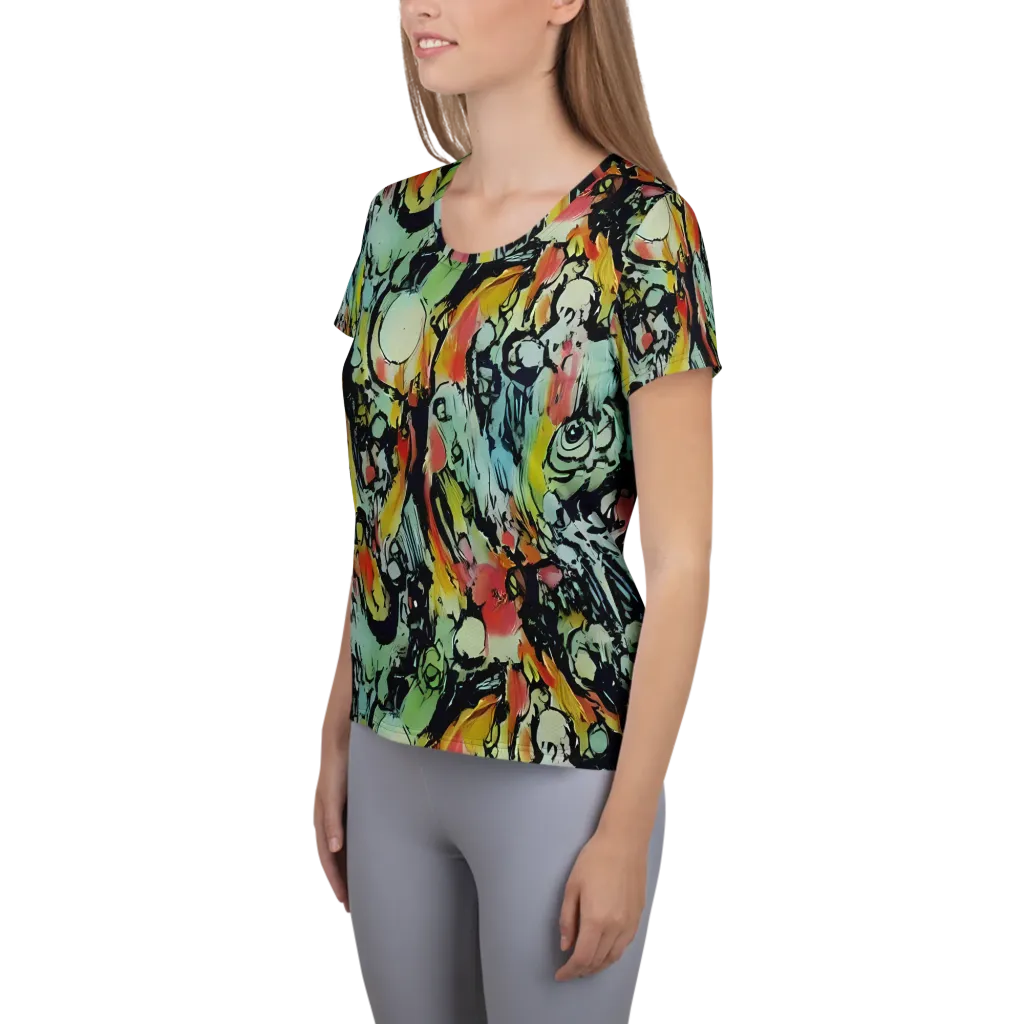Chromatic Menagerie on Women's Athletic T-Shirt — Left