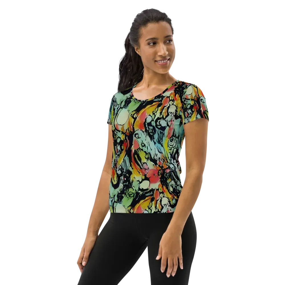 Chromatic Menagerie on Women's Athletic T-Shirt — Left