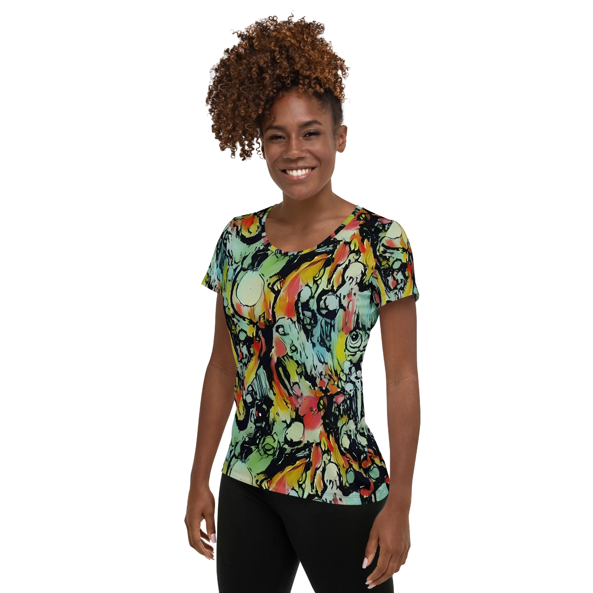 Chromatic Menagerie on Women's Athletic T-Shirt — Left