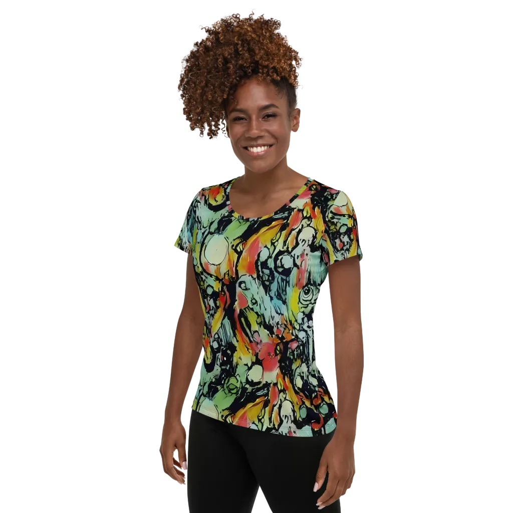 Chromatic Menagerie on Women's Athletic T-Shirt — Left