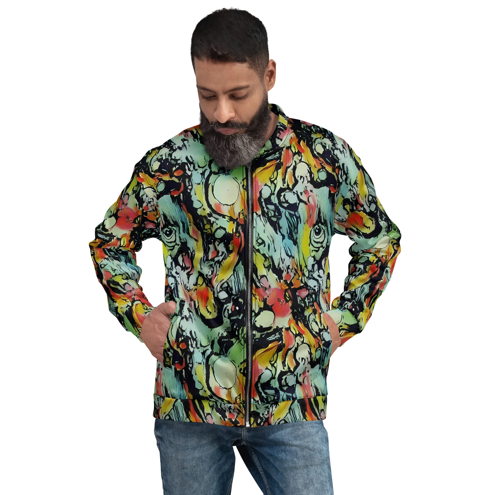 Chromatic Menagerie on Bomber Jacket — Front