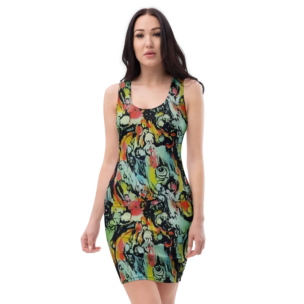 Chromatic Menagerie on Bodycon Dress — Front