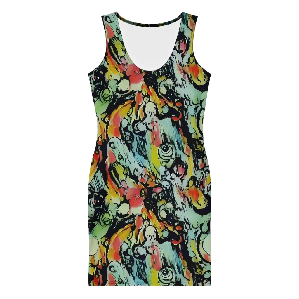 Chromatic Menagerie on Bodycon Dress — Front