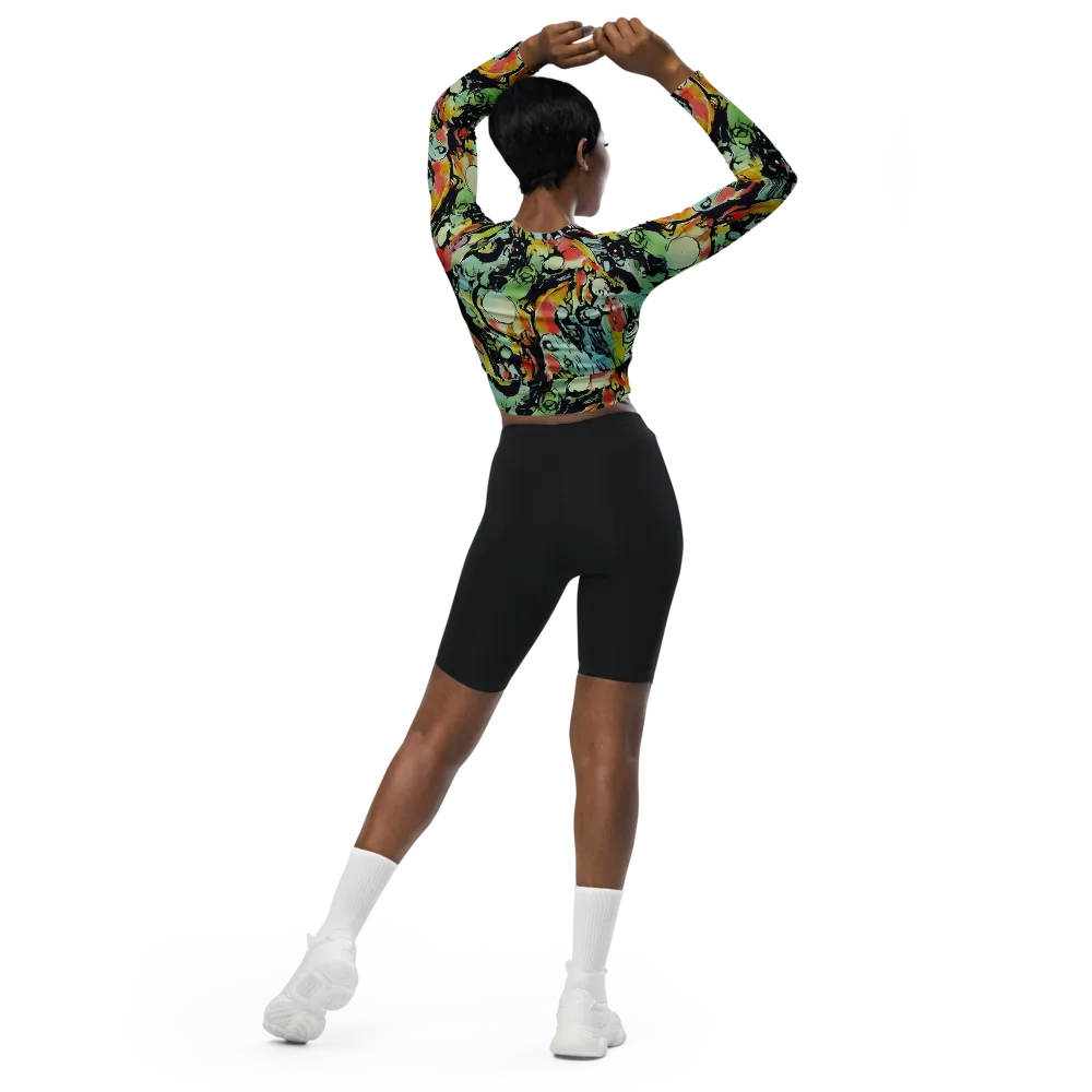 Chromatic Menagerie on Long Sleeve Crop Top — Back