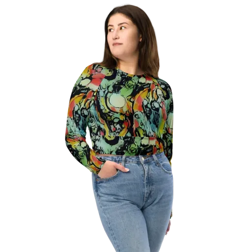 Chromatic Menagerie on a Long Sleeve Crop Top