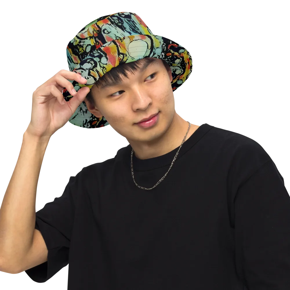 Chromatic Menagerie on Reversible Bucket Hat — Front Inside