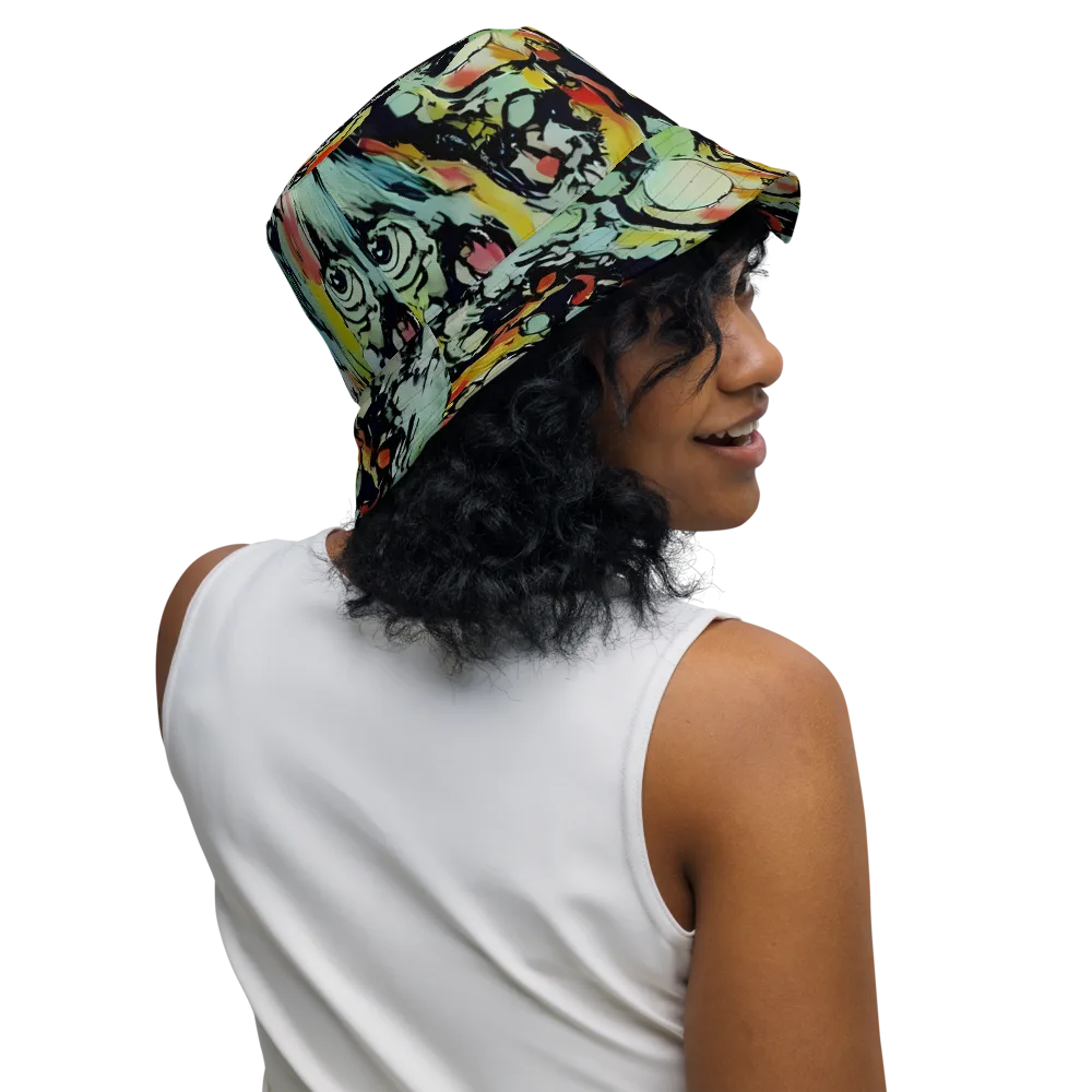 Chromatic Menagerie on Reversible Bucket Hat — Right Outside