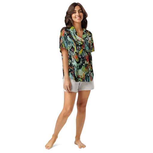 Chromatic Menagerie on a Women's Short Sleeve Pajama Top