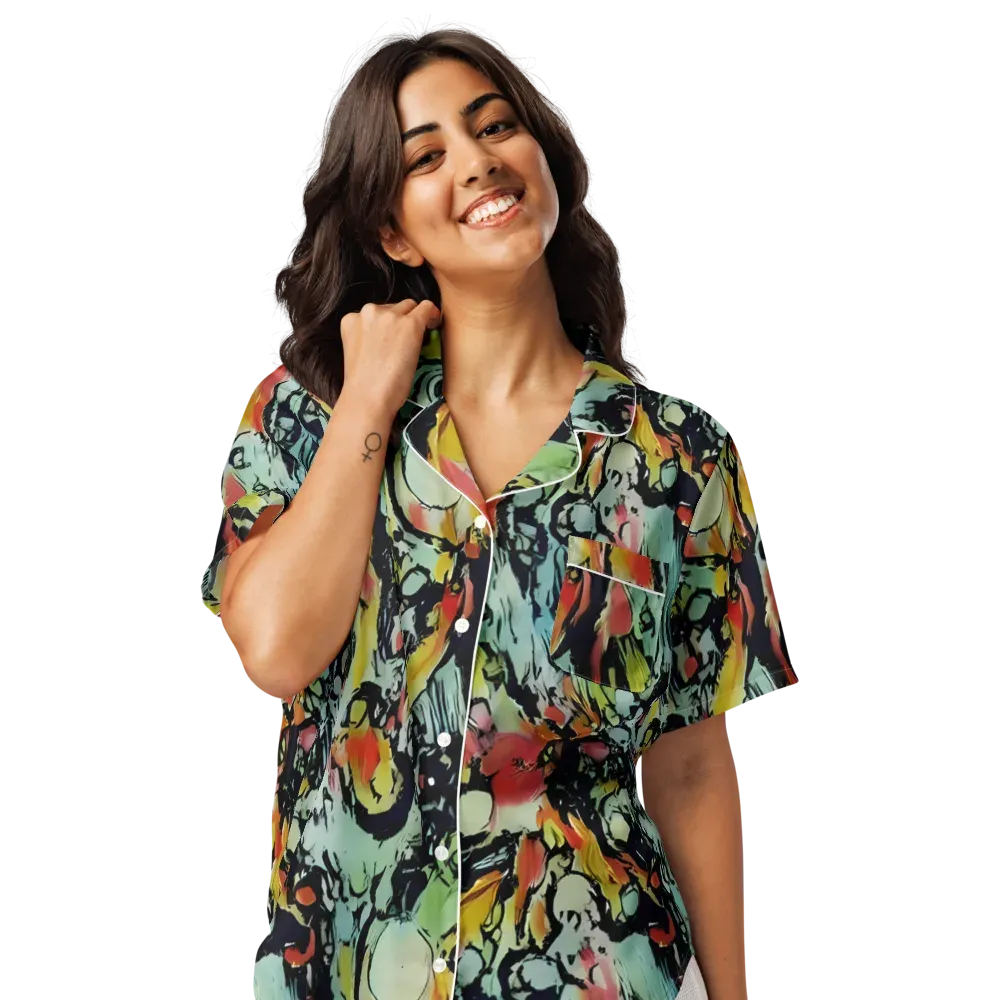 Chromatic Menagerie on Women's Short Sleeve Pajama Top — Front