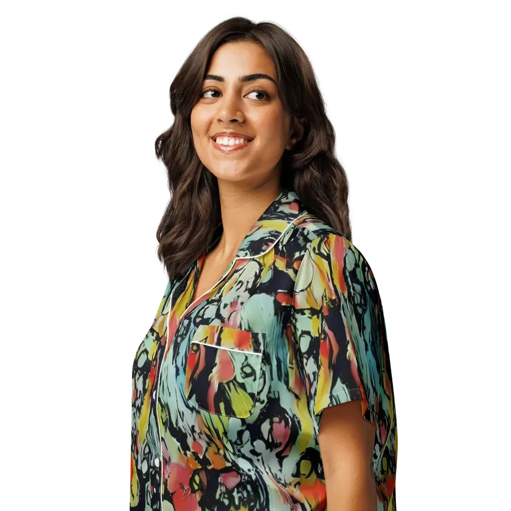 Chromatic Menagerie on Women's Short Sleeve Pajama Top — Left Front