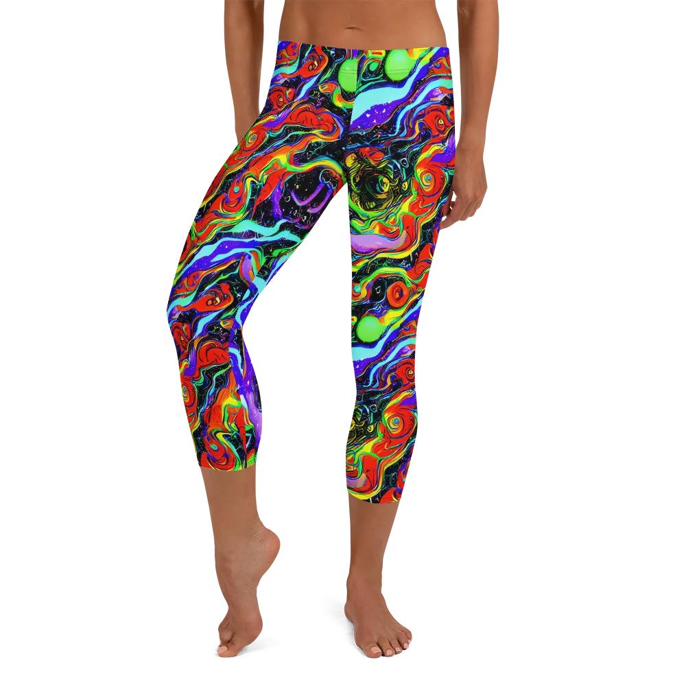 Radiant Undertow on Capri Leggings — Front