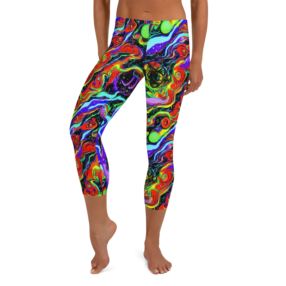 Radiant Undertow on Capri Leggings — Front