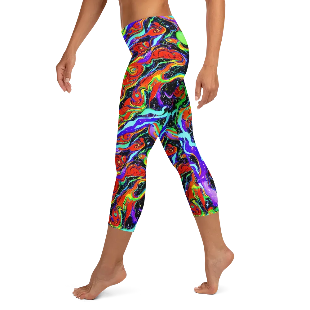 Radiant Undertow on Capri Leggings — Left