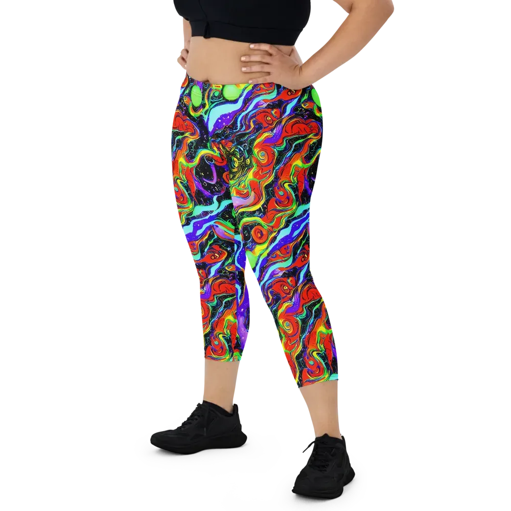 Radiant Undertow on Capri Leggings — Front