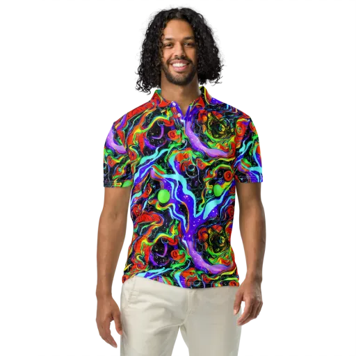 Radiant Undertow on a Men's Slim Fit Polo Shirt