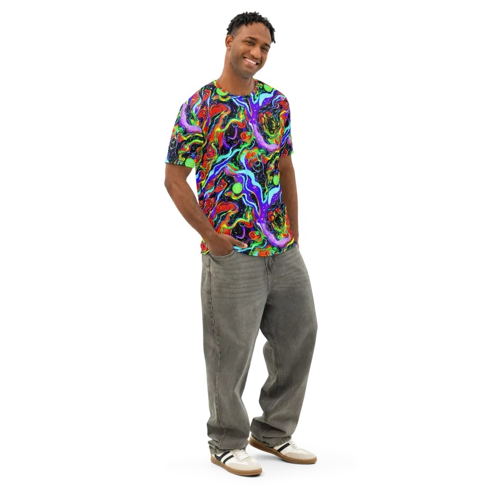 Radiant Undertow on Men's Cotton Crew Neck T-Shirt — Right Front