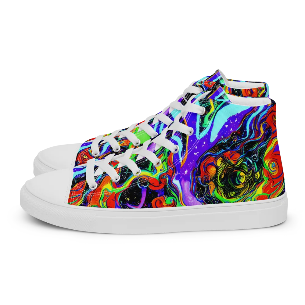 Radiant Undertow on Men's High Top Canvas Shoes — Left